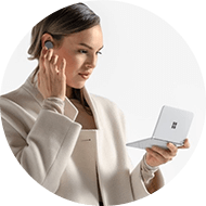 Female using Surface Duo