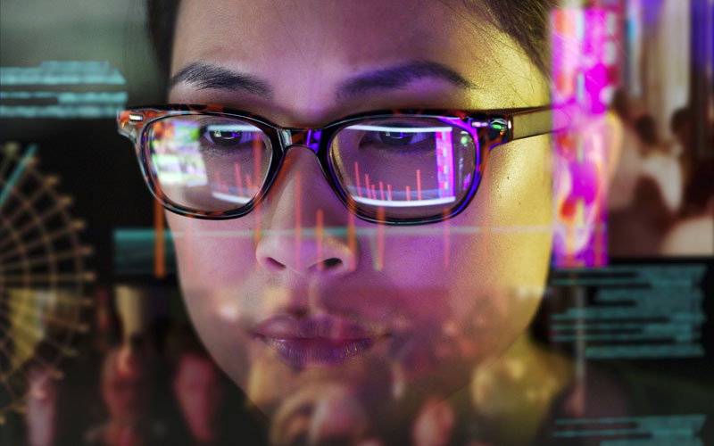 Engineer in glasses analyzing data analytics