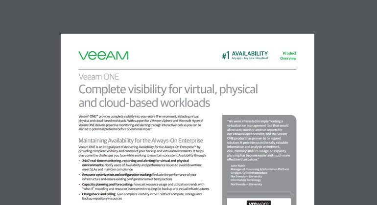 Thumbnail of Veeam ONE Datasheet datasheet available to download below