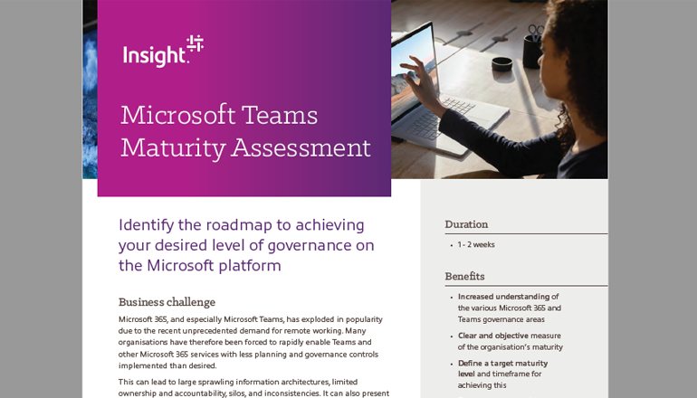 Teams Maturity Assessment Thumbnail of datasheet available to download below