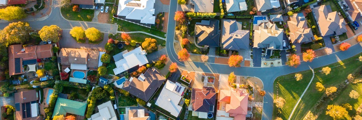 Ariel view of Australian suburb