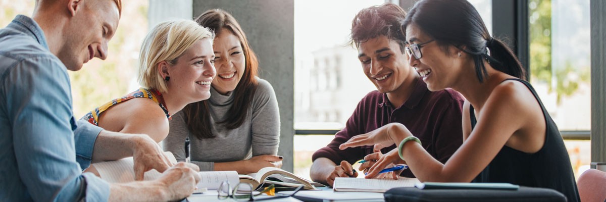 A group of students studying
