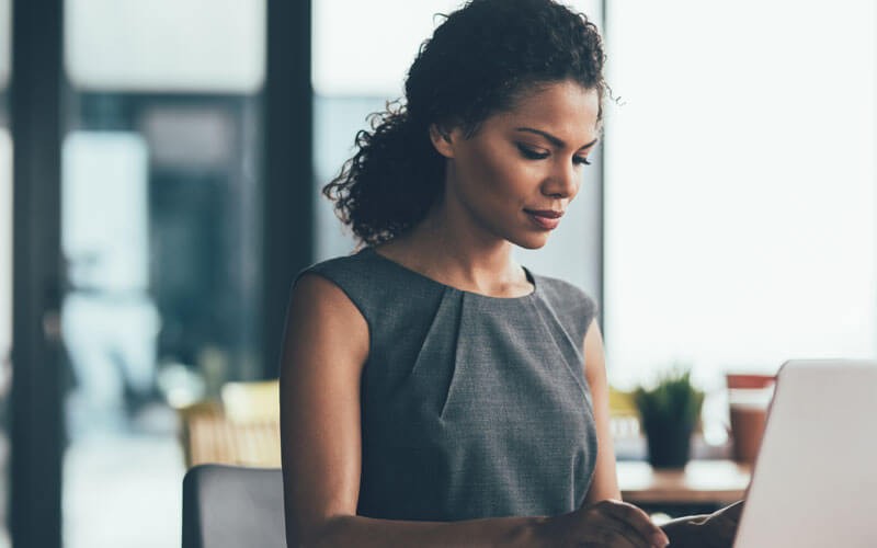 Woman working on laptop