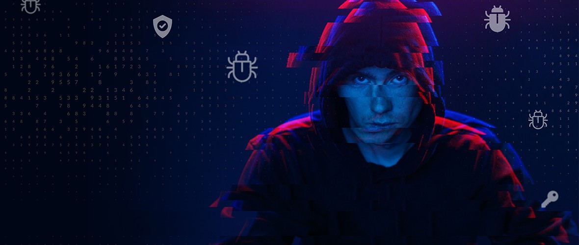 Graphic of user trying to hack into technology security