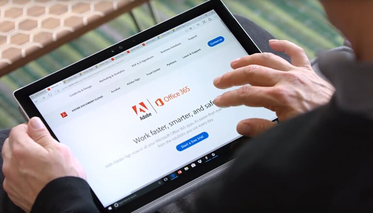 Two coworkers collaborating together
