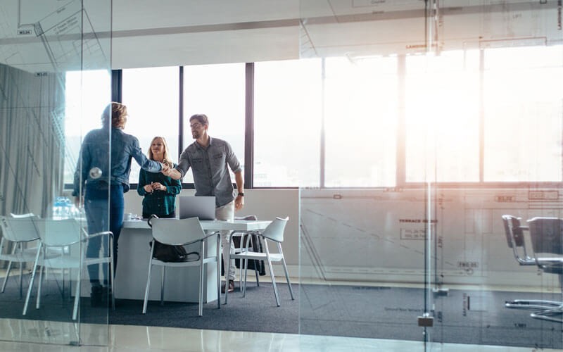 Insight and Symantec Team shaking hands in meeting