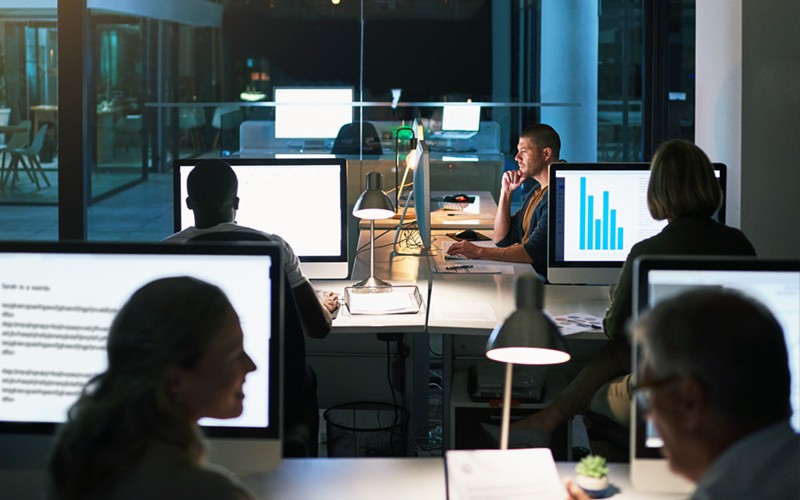 Business professionals planning an IT security strategy