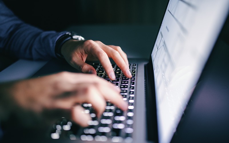 Close up of hands typ